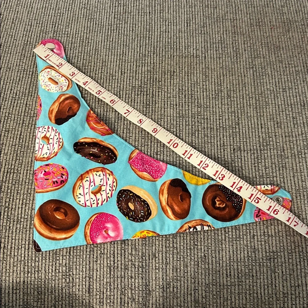 Dog Bandana Cupcake Print and Donuts reversible snaps closed neckerchief for dog